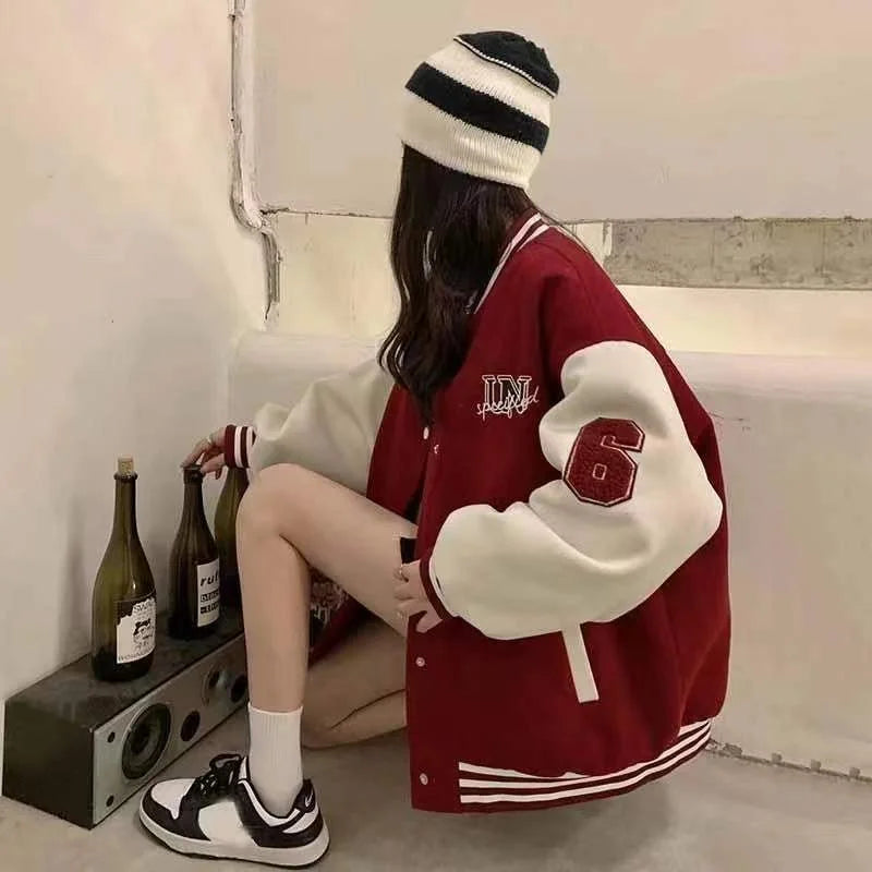 Women's Oversized Letterman Baseball Bomber