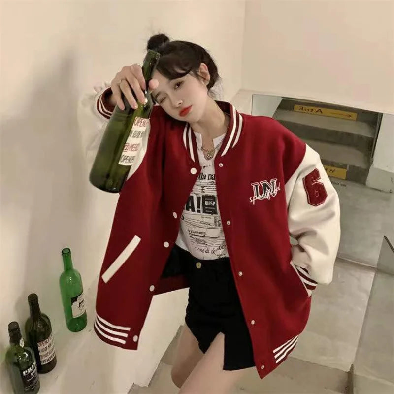 Women's Oversized Letterman Baseball Bomber