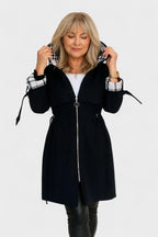 Women's Hooded Plaid Lined Zip Front