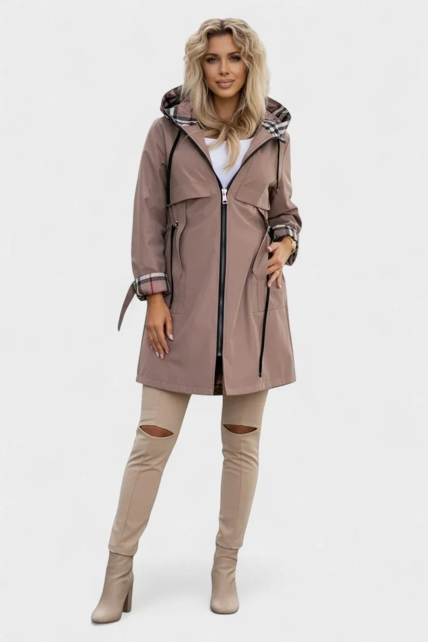 Women's Hooded Plaid Lined Zip Front