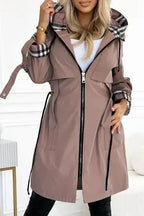 Women's Hooded Plaid Lined Zip Front