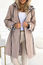 Women's Hooded Plaid Lined Zip Front