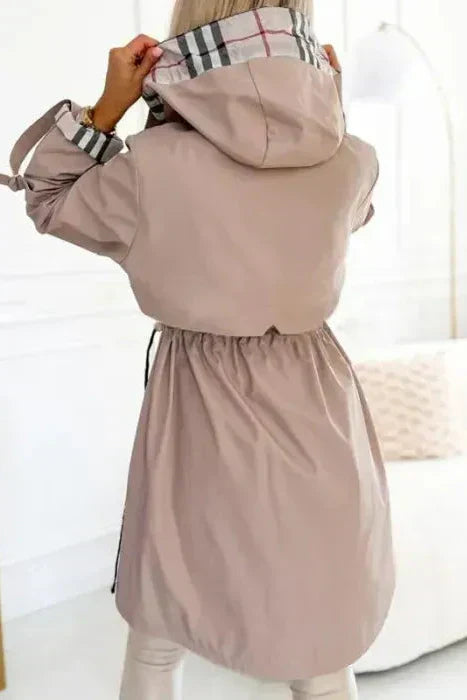 Women's Hooded Plaid Lined Zip Front