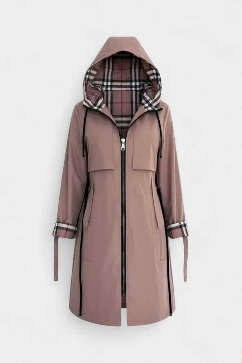 Women's Hooded Plaid Lined Zip Front