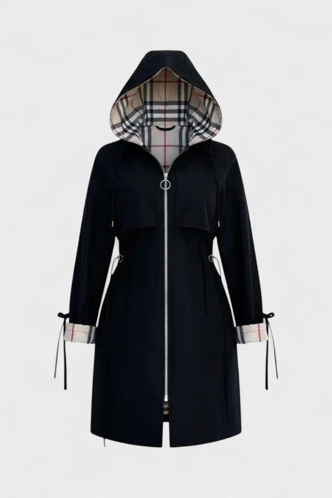 Women's Hooded Plaid Lined Zip Front