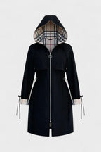 Women's Hooded Plaid Lined Zip Front