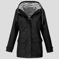 Women's Hooded Raincoat Adjustable Drawstring