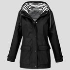 Women's Hooded Raincoat Adjustable Drawstring