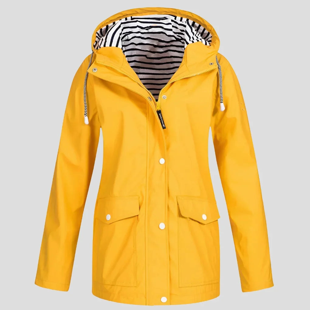 Women's Hooded Raincoat Adjustable Drawstring