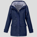 Women's Hooded Raincoat Adjustable Drawstring