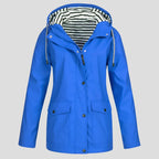 Women's Hooded Raincoat Adjustable Drawstring