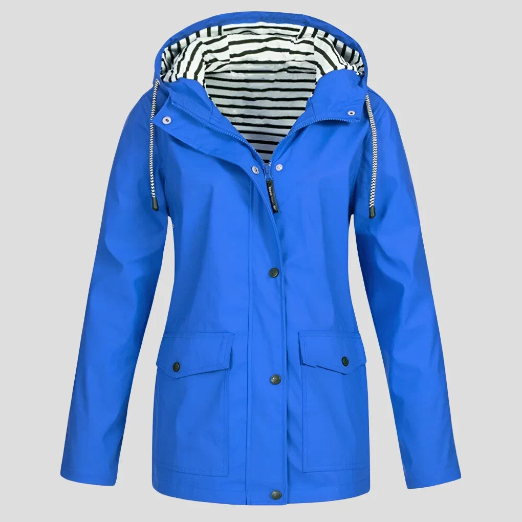 Women's Hooded Raincoat Adjustable Drawstring