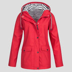 Women's Hooded Raincoat Adjustable Drawstring