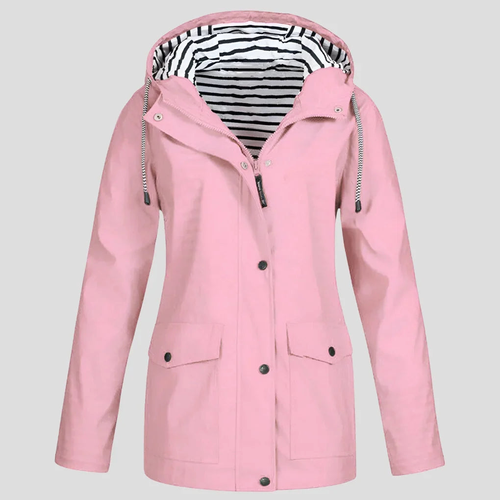 Women's Hooded Raincoat Adjustable Drawstring