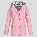 Women's Hooded Raincoat Adjustable Drawstring