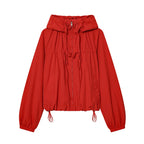 Women's Hooded Zip Front Gathered Hem