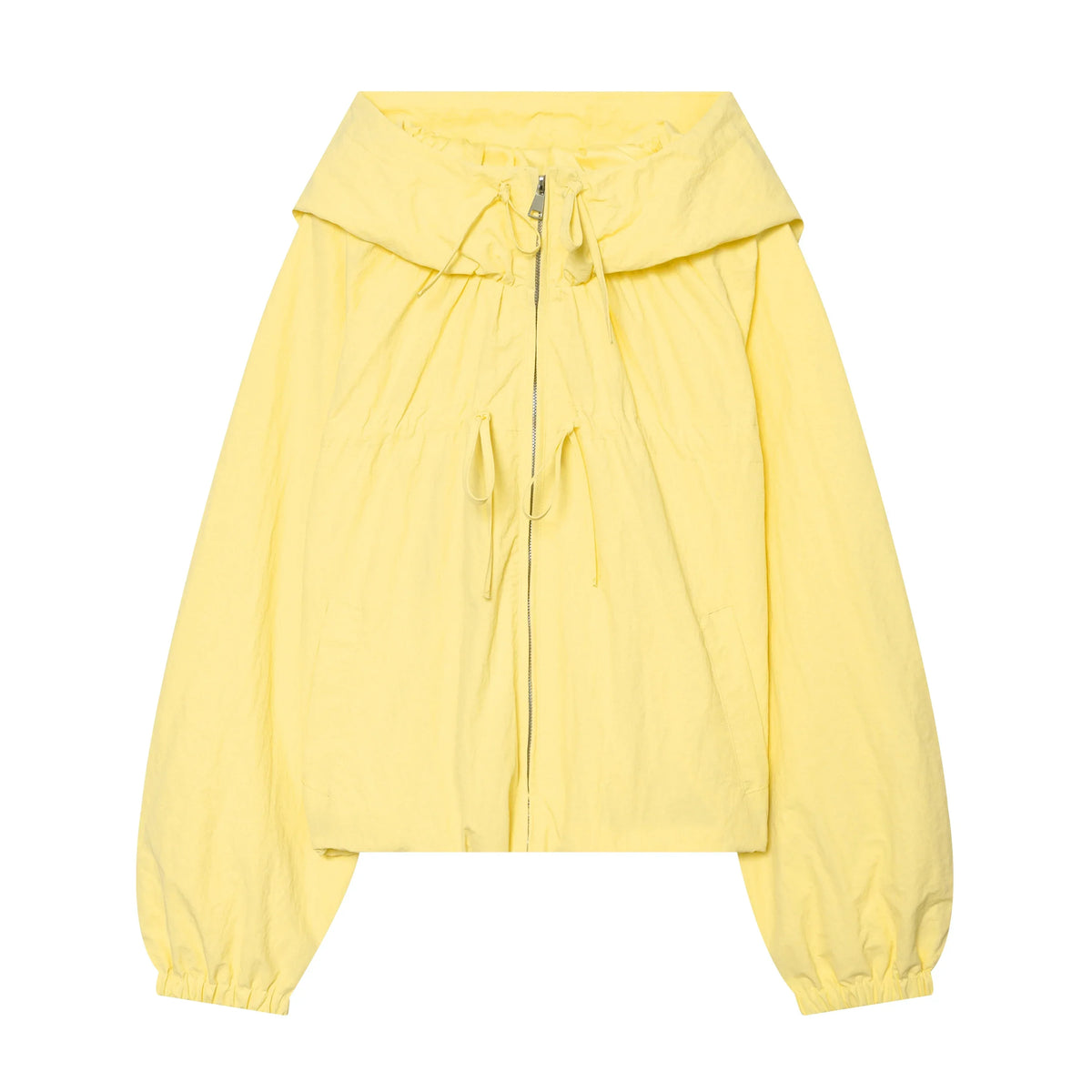 Women's Hooded Zip Front Gathered Hem
