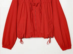 Women's Hooded Zip Front Gathered Hem