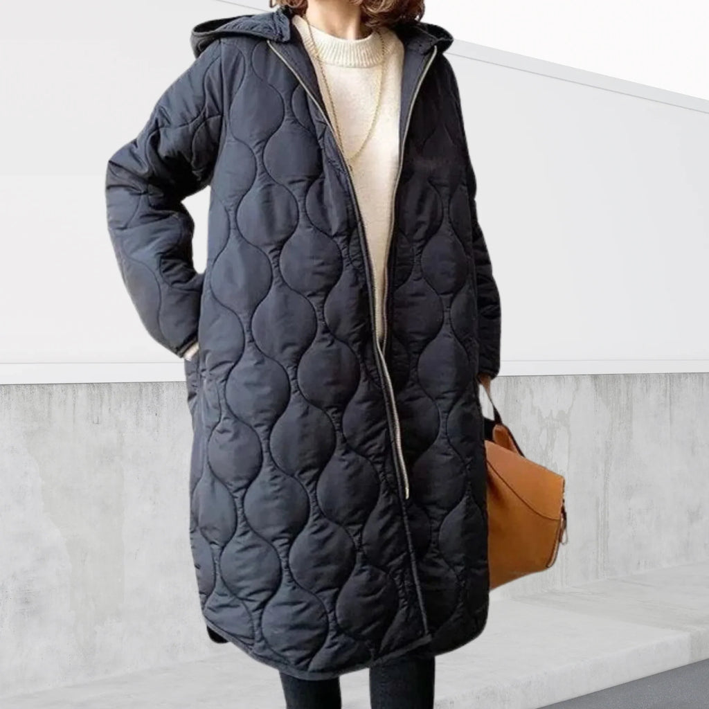 Women's Quilted Hooded Zip-Up Longline