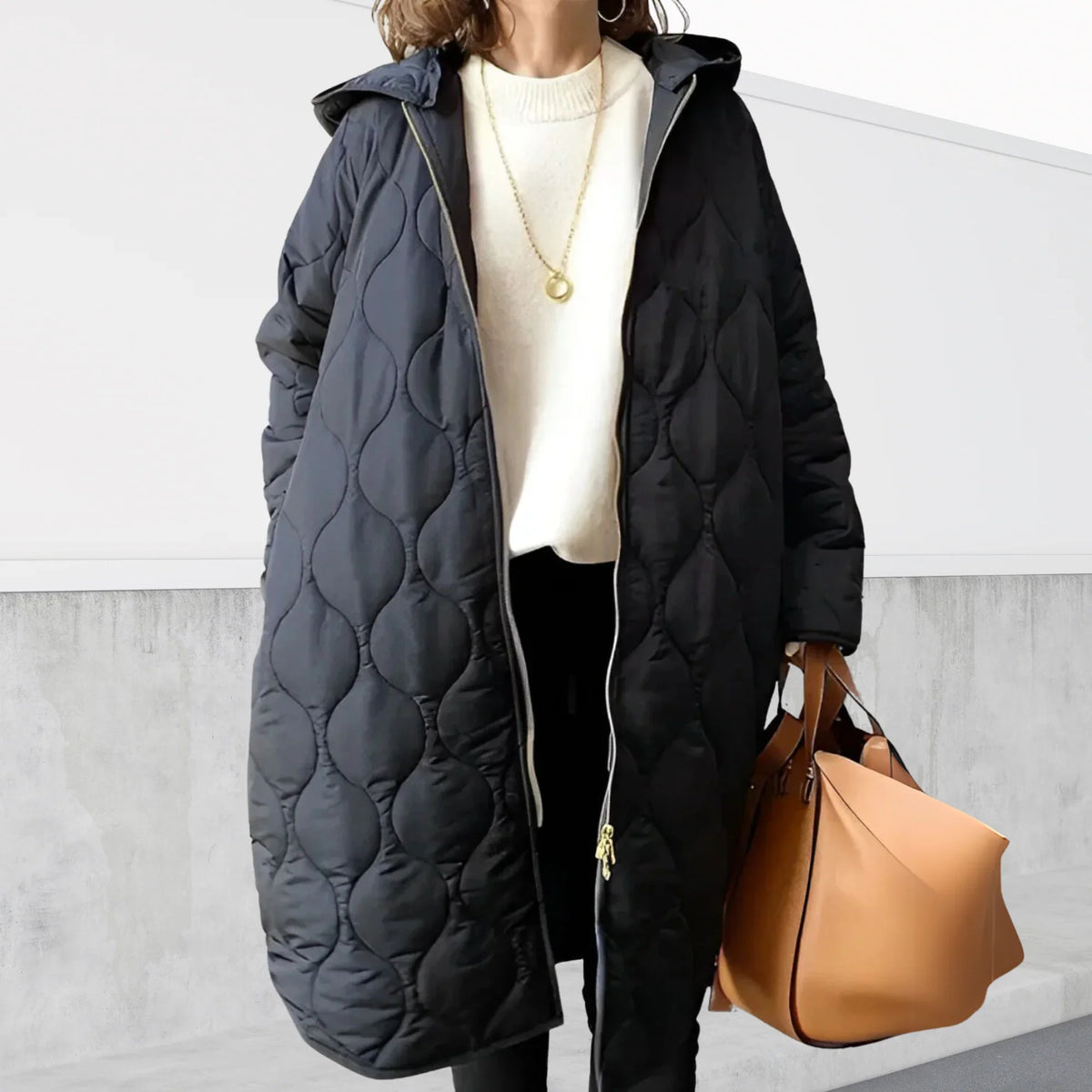Women's Quilted Hooded Zip-Up Longline