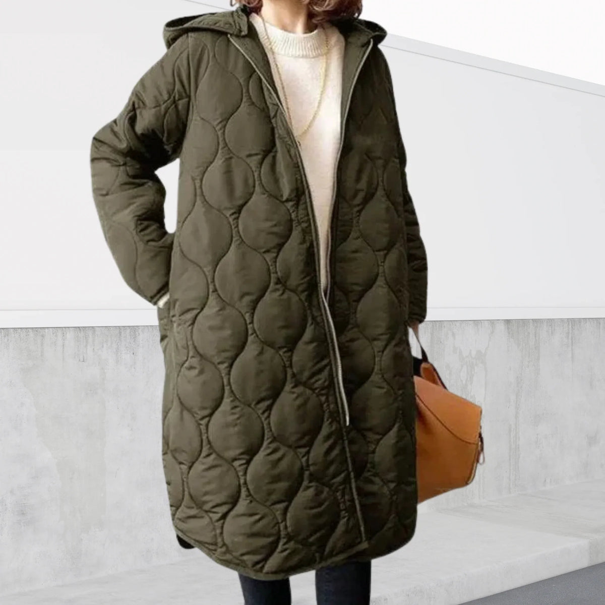 Women's Quilted Hooded Zip-Up Longline