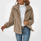 Women's Sherpa Fleece Zip-Up Lapel Collar