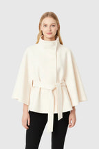 Women's High Neck Cape Belted