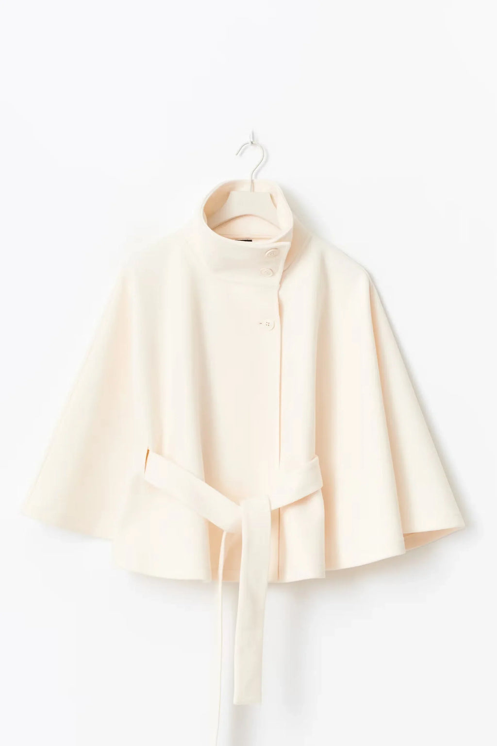 Women's High Neck Cape Belted