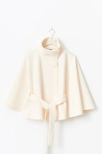 Women's High Neck Cape Belted