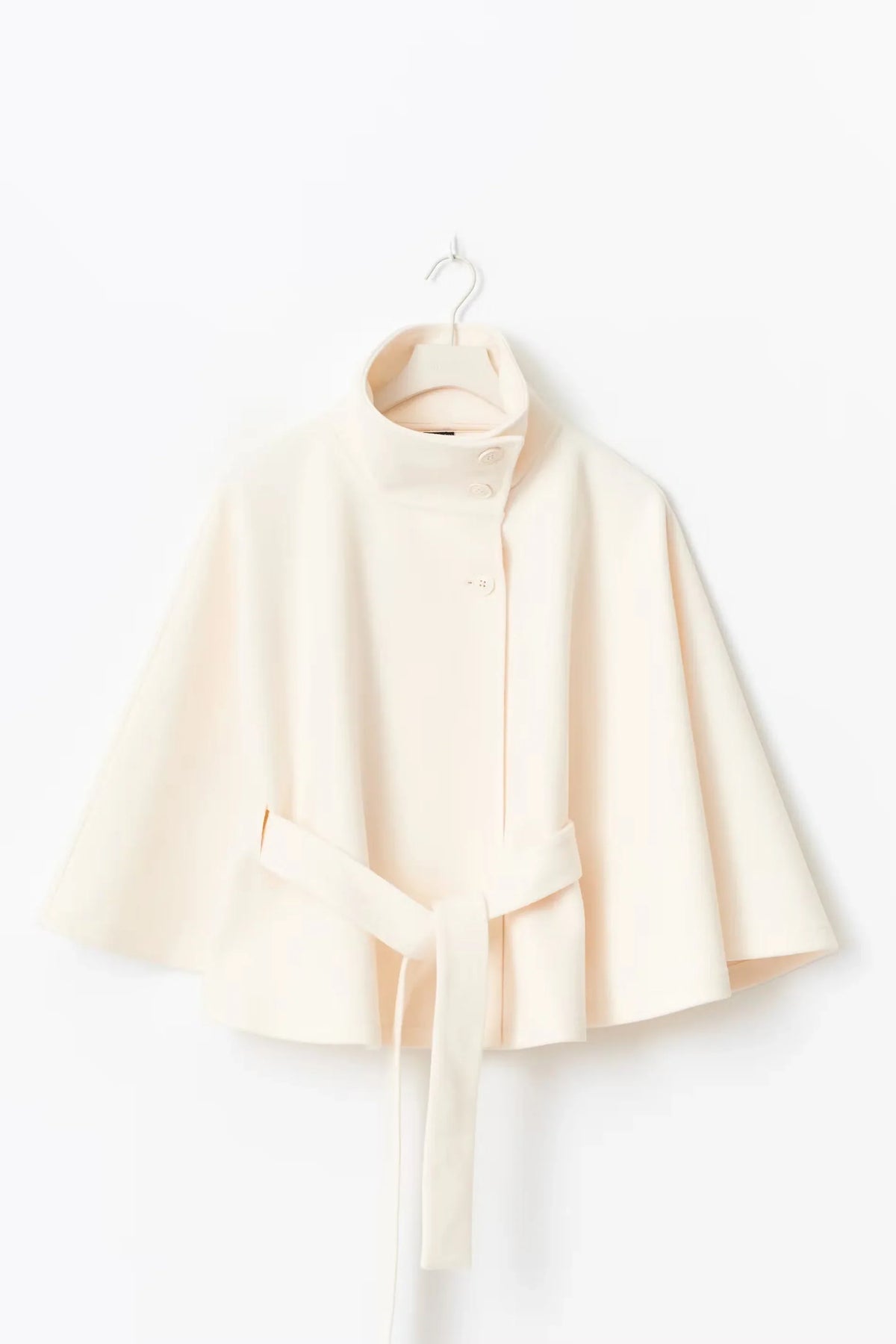 Women's High Neck Cape Belted