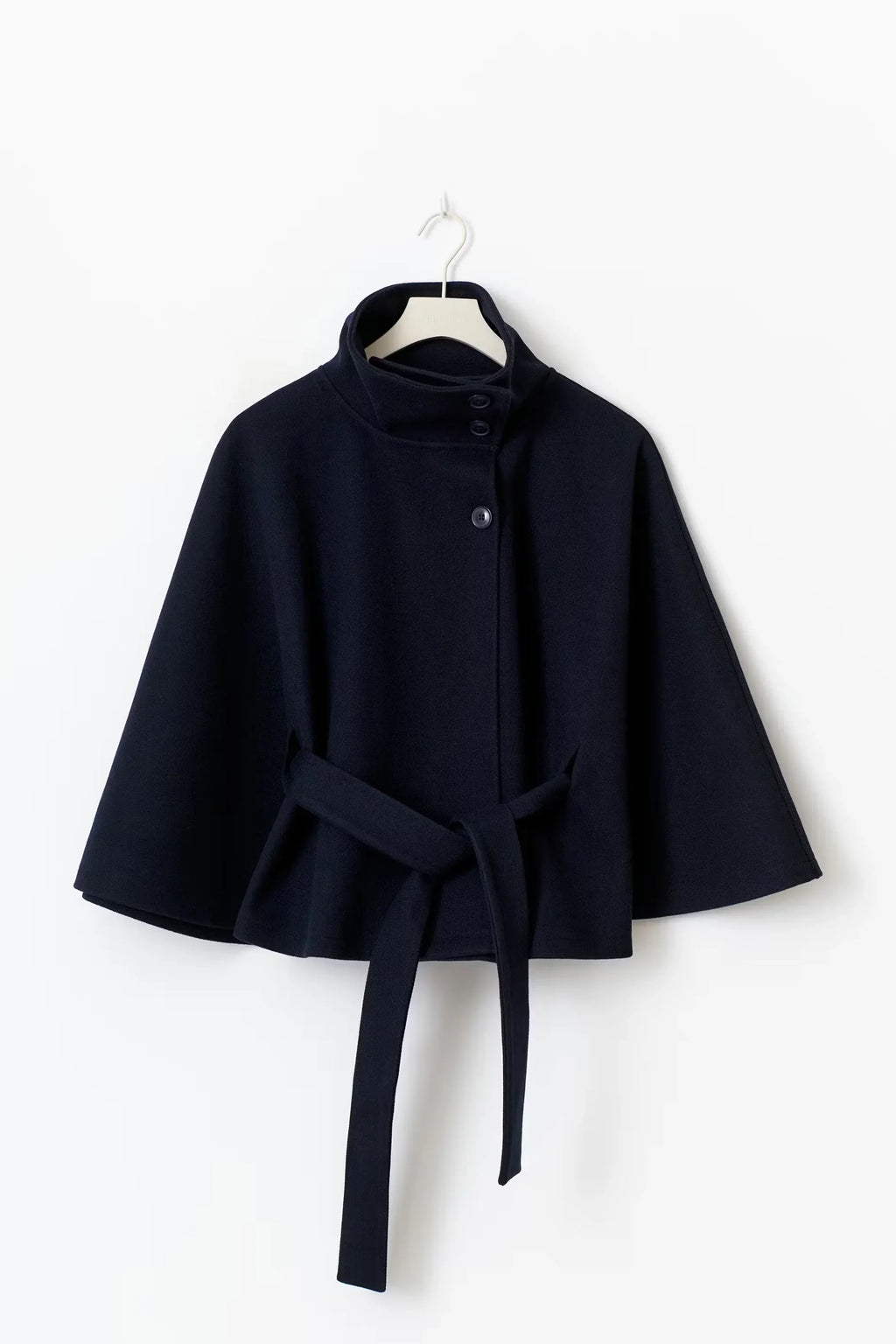 Women's High Neck Cape Belted