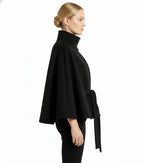 Women's High Neck Cape Belted
