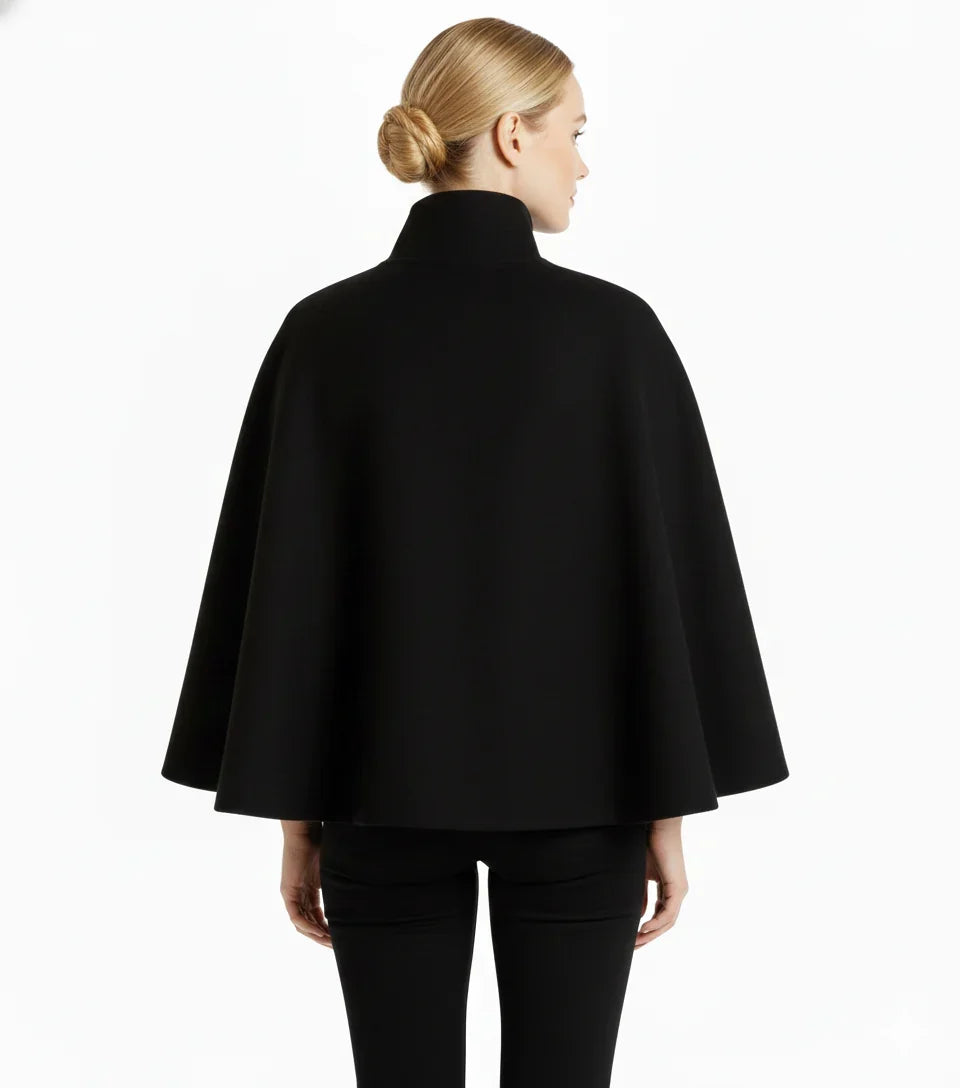 Women's High Neck Cape Belted