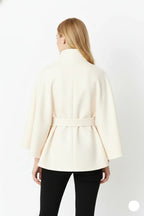 Women's High Neck Cape Belted